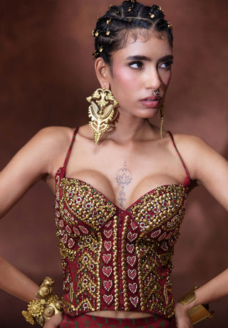 Mehnaaz embroidered corset blouse with flared skirt