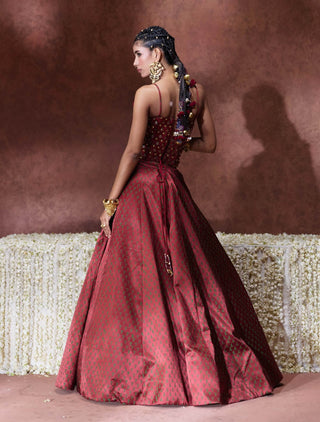 Mehnaaz embroidered corset blouse with flared skirt