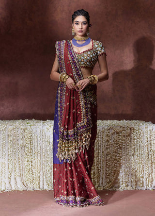 Kala bandhani print sari with embellished blouse