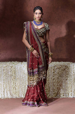Kala bandhani print sari with embellished blouse