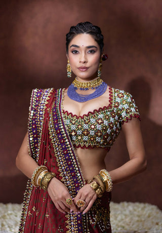 Kala bandhani print sari with embellished blouse