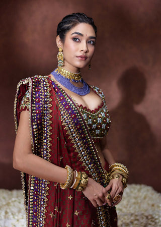 Kala bandhani print sari with embellished blouse