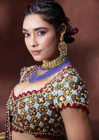Kala bandhani print sari with embellished blouse
