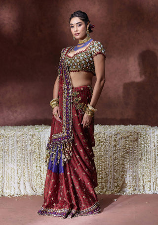 Kala bandhani print sari with embellished blouse