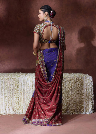 Kala bandhani print sari with embellished blouse
