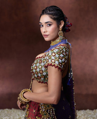 Kala bandhani print sari with embellished blouse
