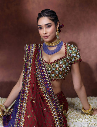 Kala bandhani print sari with embellished blouse