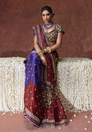 Kala bandhani print sari with embellished blouse