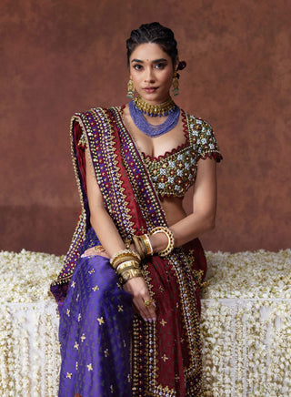 Kala bandhani print sari with embellished blouse
