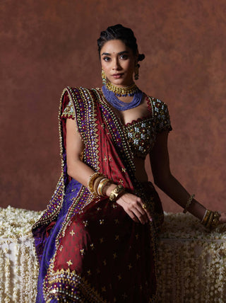 Kala bandhani print sari with embellished blouse