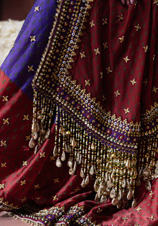 Kala bandhani print sari with embellished blouse