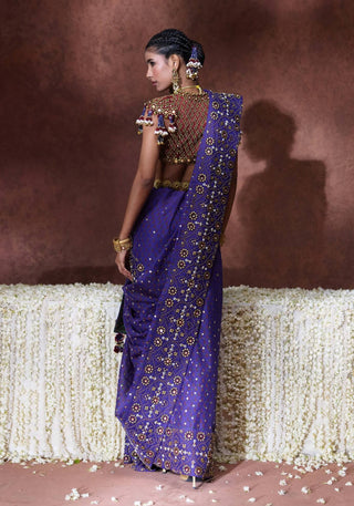 Yasmin embroidered sari with tassel blouse