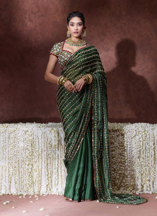 Nanda embroidered sari with mirror work blouse