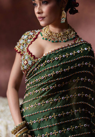 Nanda embroidered sari with mirror work blouse