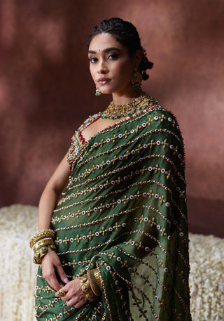 Nanda embroidered sari with mirror work blouse