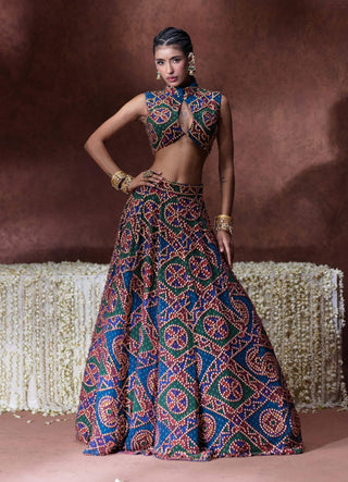 Khwaab printed lehenga set with high-neck blouse