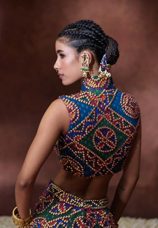 Khwaab printed lehenga set with high-neck blouse