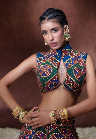 Khwaab printed lehenga set with high-neck blouse