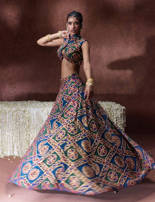 Khwaab printed lehenga set with high-neck blouse