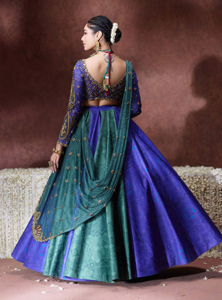 Leela blue green lehenga set