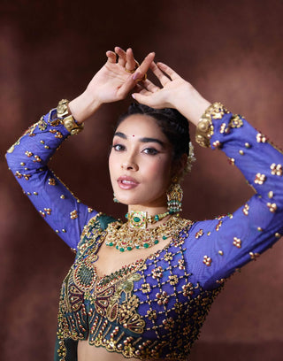 Leela blue green lehenga set