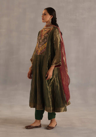 Navratna olive green kurta set