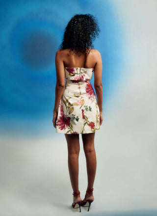 Printed strapless mini dress