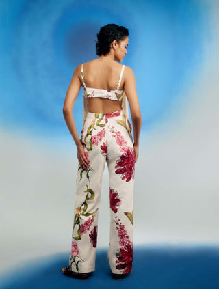 Crimson passion asymmetric fringe bralette with pants