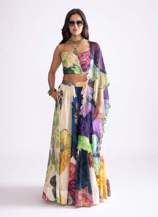 Daisy Printed Lehenga Set by Saaksha & Kinni, available on Indiaspopup.com