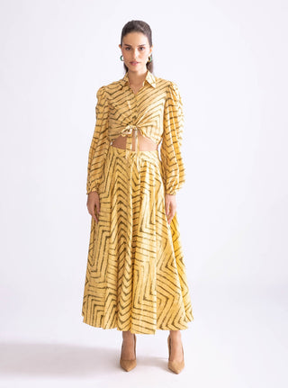 Bella Yellow Shirt And Skirt by Saaksha & Kinni, available on Indiaspopup.com