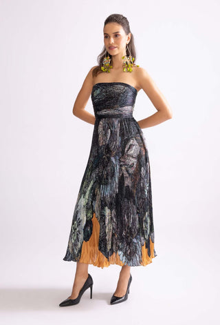 Diana Pleat Strapless Midi Dress by Saaksha & Kinni, available on Indiaspopup.com