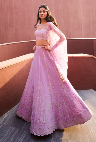 Riya Lavender Lehenga Set by Chamee And Palak, available on Indiaspopup.com