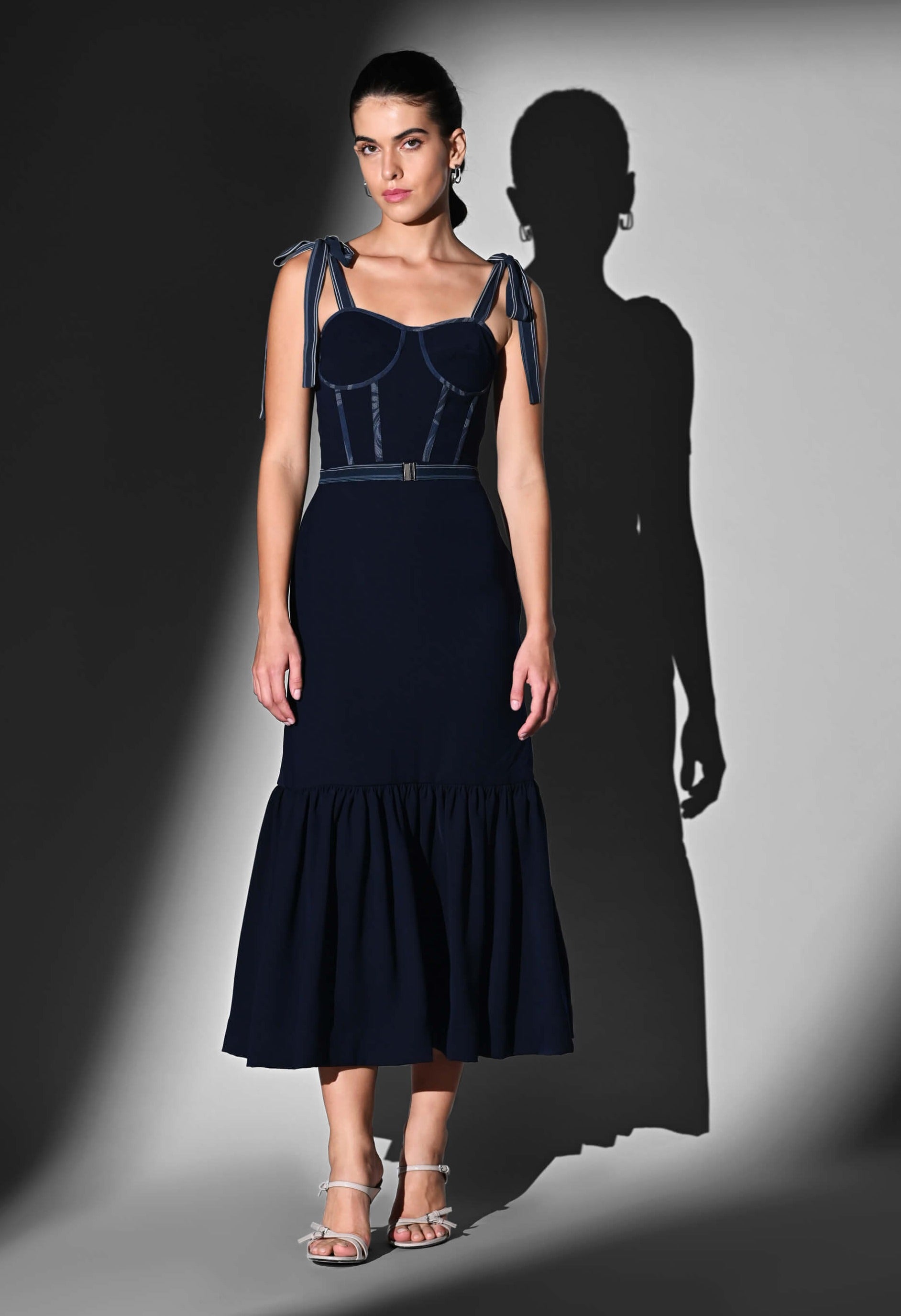 Indigo blue corset tie-up dress XS
