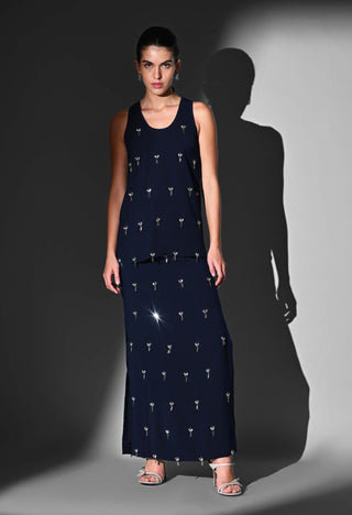 Indigo blue top and skirt