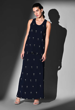 Indigo blue top and skirt