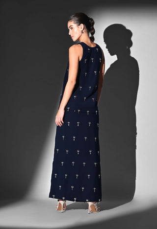 Indigo blue top and skirt