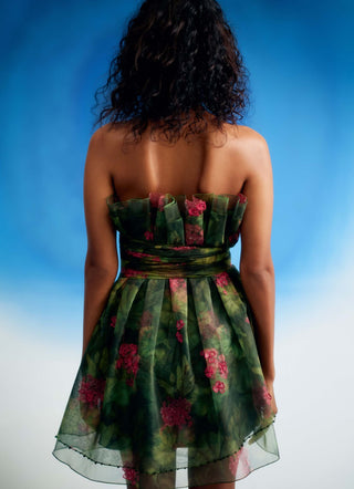 Geranium garden printed cabbage dress