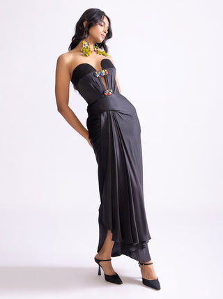 Diamond Black Midi Dress by Saaksha & Kinni, available on Indiaspopup.com