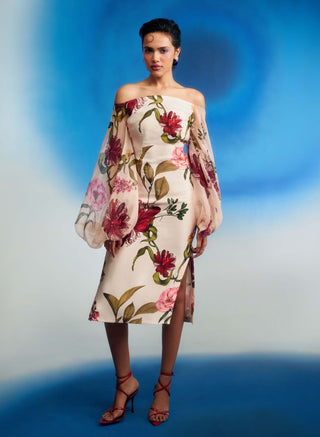 Crimson passion column dress