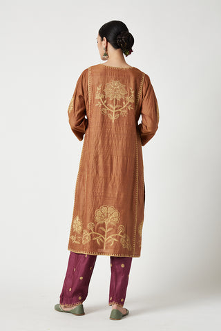Payal Pratap-Rust Mariam Embroidered Kurta And Pants-INDIASPOPUP.COM