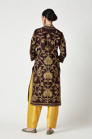 Payal Pratap-Brown Yellow Aabidah Embroidered Kurta Set-INDIASPOPUP.COM