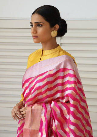 Dharki By Brijesh Gupta-Itta Rani And Gold Chanderi Sari-INDIASPOPUP.COM