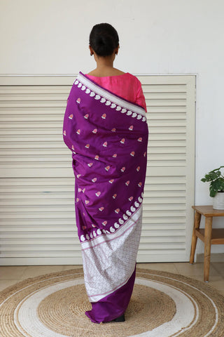 Dharki By Brijesh Gupta-Salal Buti Purple Sari-INDIASPOPUP.COM