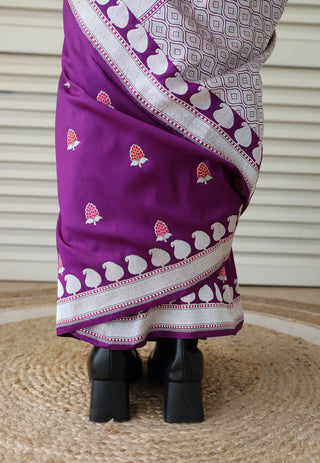 Dharki By Brijesh Gupta-Salal Buti Purple Sari-INDIASPOPUP.COM