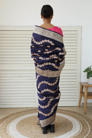 Dharki By Brijesh Gupta-Laheriya Royal Blue Katan Silk Sari-INDIASPOPUP.COM