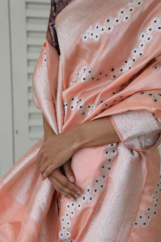 Dharki By Brijesh Gupta-Leheriya Pink Katan Silk Sari-INDIASPOPUP.COM