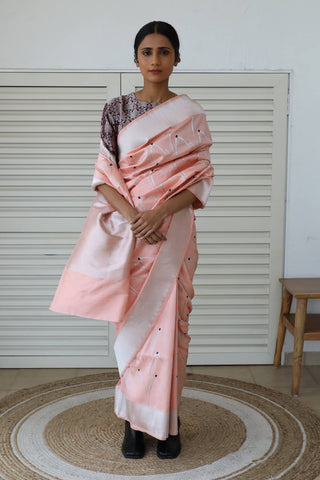 Dharki By Brijesh Gupta-Leheriya Pink Katan Silk Sari-INDIASPOPUP.COM