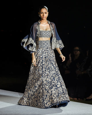 Navy blue tricia lehenga set