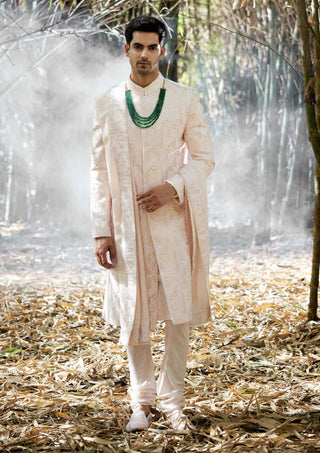 Ankit V Kapoor-Zahid Powder Pink Sherwani Set-INDIASPOPUP.COM