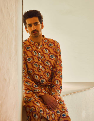 Ujjayanta Mustard Kurta And Churidar by Ankit V Kapoor available on Indiaspopup.com